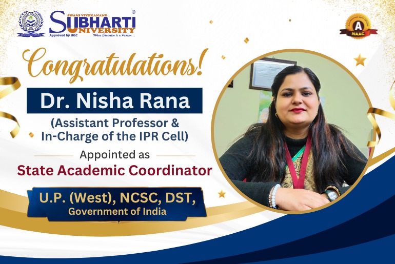Dr. Nisha Rana as State Academic Coordinator, U.P. (West), NCSC